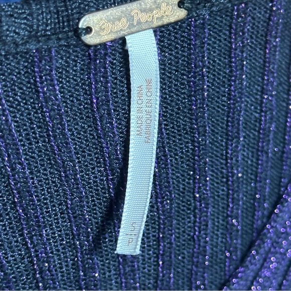 Free People Purple Ribbed Crop Tank Top size Small - Picture 5 of 9